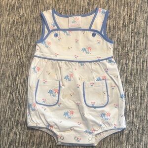 Stitchy Fish Yellow Lab Dog Flag Firework Romper 6M